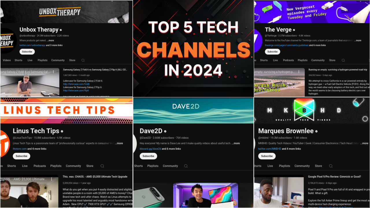 top 5 tech youtubers to follow in 2024